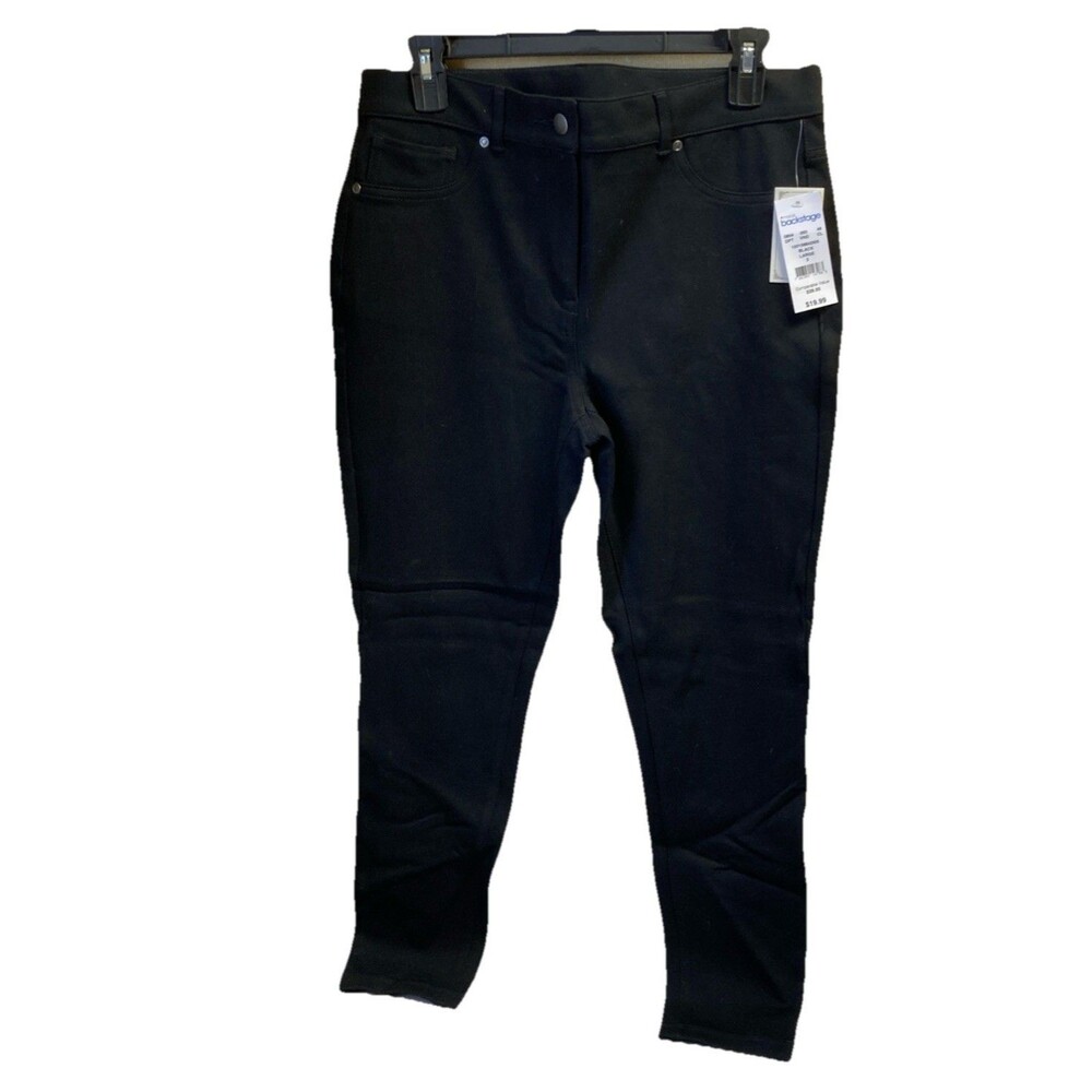 Maison Jules Womens Cropped Ankle Denim Pants Black Size L Slim Leg Stretch